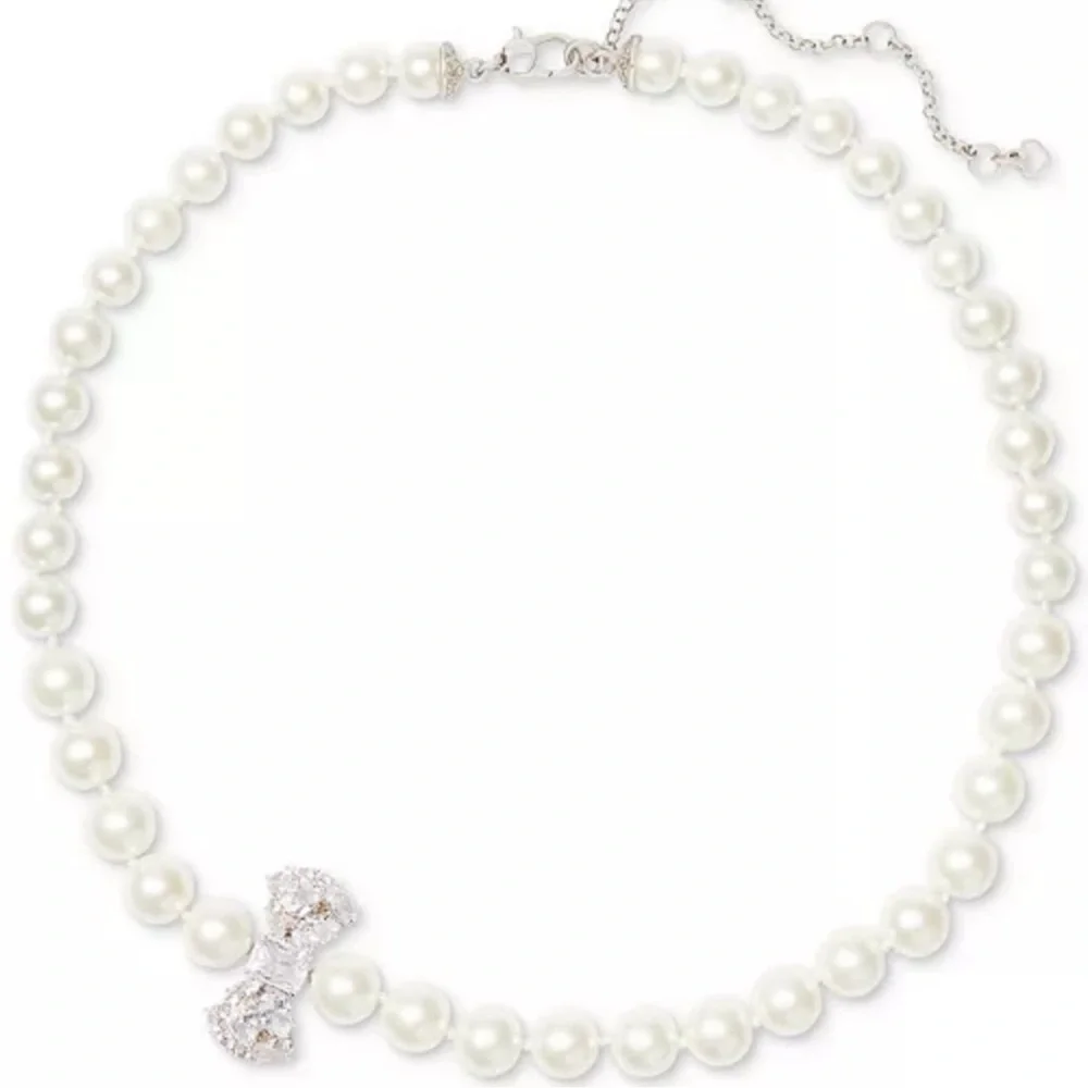 $148 Kate Spade Wrapped in a Bow Crystal  Bow Imitation Pearl Strand Necklace